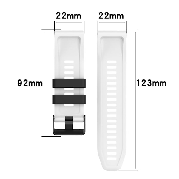 22 mm dobbeltfarvet silikoneurrem til Garmin-ur - Hvid / Sort White