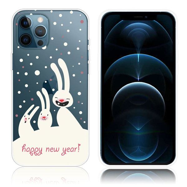 Juleetui til iPhone 12 / 12 Pro - Søde Kaniner White