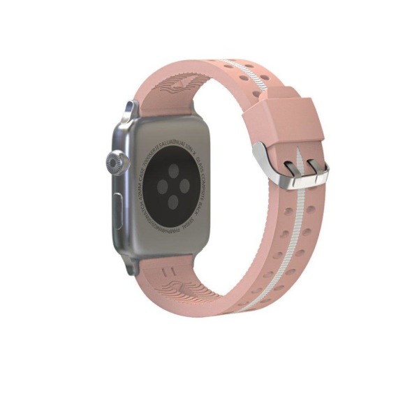 Apple Watch Series 4 44mm klockarmband med leende ansikte i silikon - Rosa Rosa