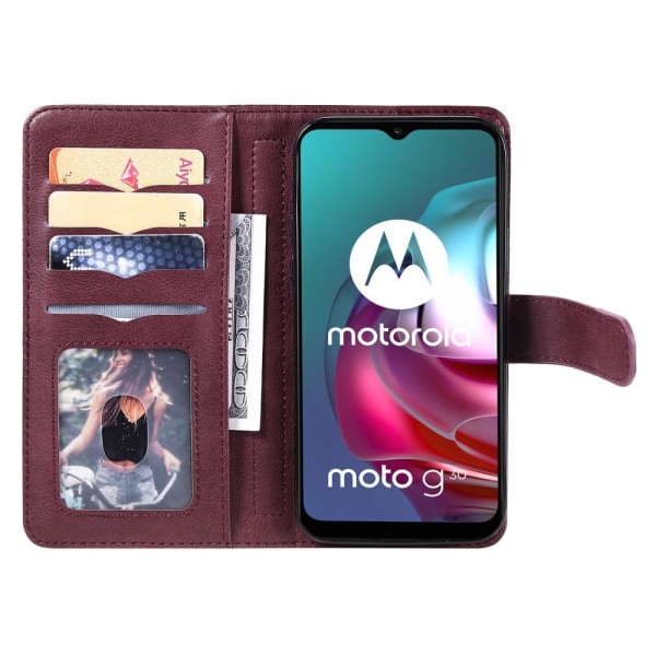 10-slot Lompakko Suojakotelo For Motorola Moto G30 / G10 - Viininpunainen Red