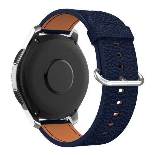 Samsung Gear S3 Classic / S3 Frontier / Galaxy Watch 46mm klockarmband i äkta läder - Mörkblå Blå