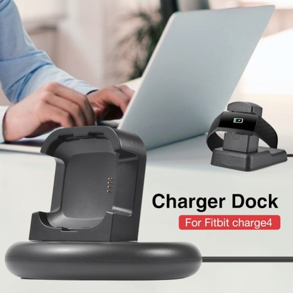 Round base opladerstation with 1M USB kabel til Fitbit Charge 4 / 3 Black