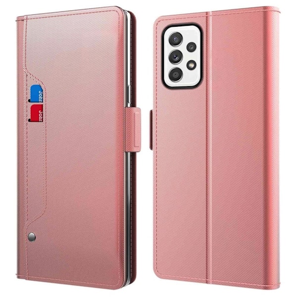 Phone Etui med Make-up Mirror og Slick Design til Samsung Galaxy M32 5G / A32 5g - Rødguld Pink