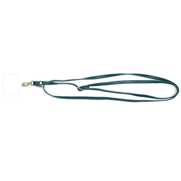 Universal crossbody-nackrem i läder med transparent dyna - Mörkgrön Grön