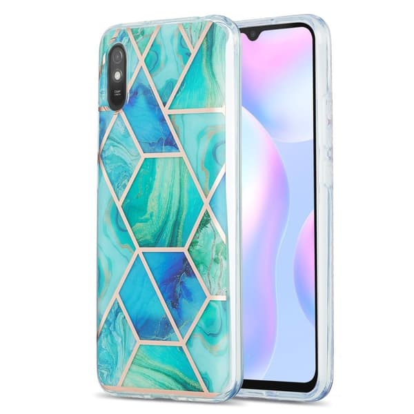 Marble Xiaomi Redmi 9A Etui - Cyan / Blå Blue