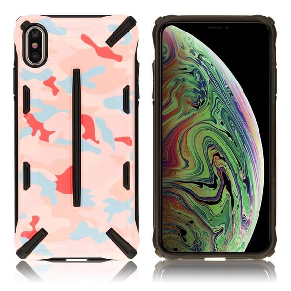 Ringke DUAL X för iPhone XS Max - Kamouflage Rosa Rosa