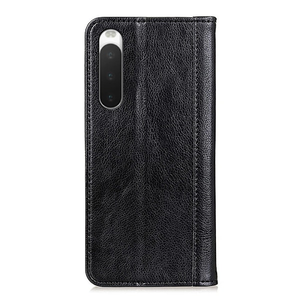 Äkta läder Sony Xperia 10 IV fodral med magnetisk stängning Svart
