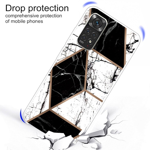Marble Xiaomi Redmi Note 11 Pro 5G Etui - Sort og Hvid Marmor Form Black