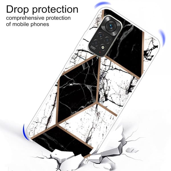 Marble Xiaomi Redmi Note 11 Pro 5G Etui - Svart og Hvit Klinkekule Form Black