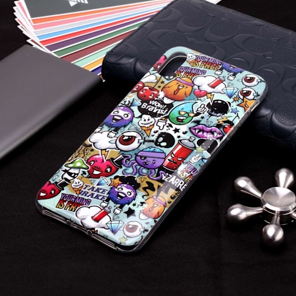 Fleksibelt etui med selvlysende mønster til iPhone Xr - Wow Brains Multicolor