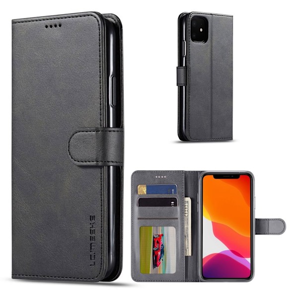 LC.Imeeke läder iPhone 11 fodral - Svart Svart