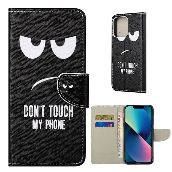 Wonderland iPhone 13 flip etui - Rør Ikke Ved Min Telefon Black