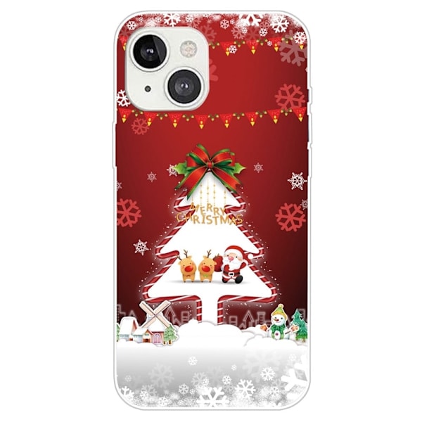 Joulu iPhone 14 tapauksessa - Joulukuusi Ja Lumihiutaleet Red