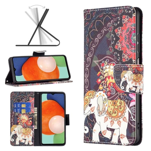 Wonderland Samsung Galaxy A13 4G Flip Etui - Blomst og Elefant Multicolor
