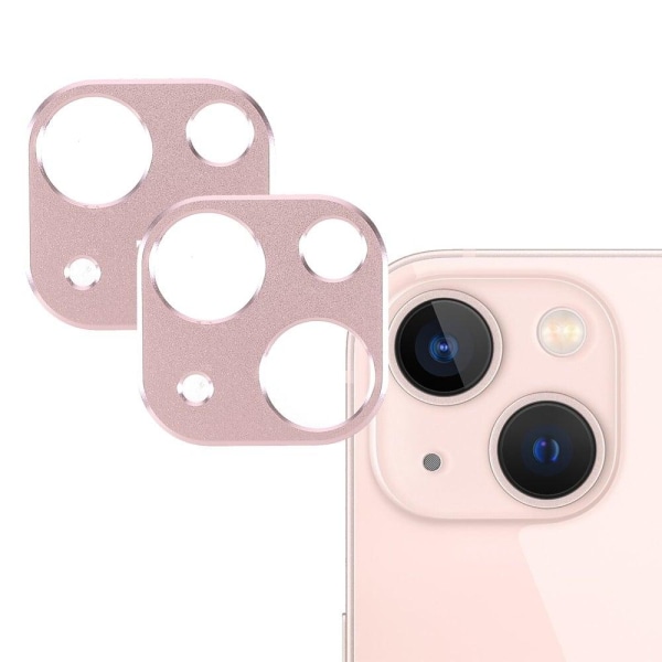 2Pcs iPhone 13 Mini / 13 aluminum alloy + tempered glass camera Pink