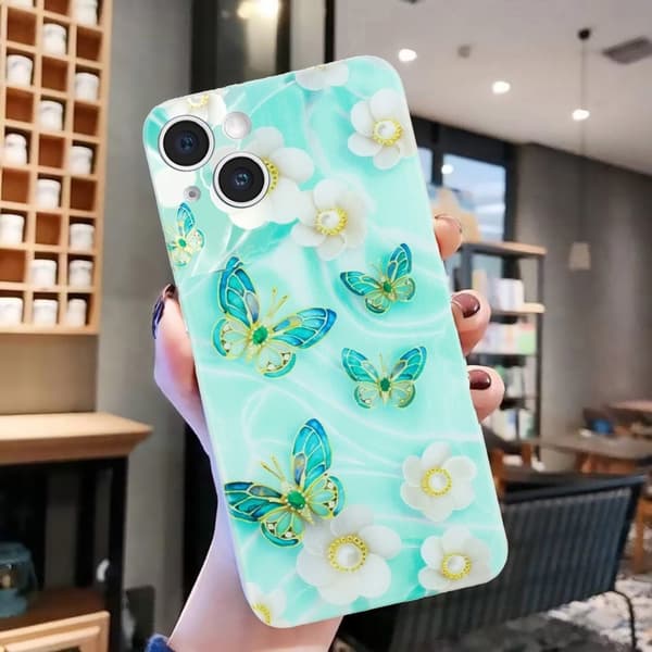 Deco iPhone 15 kotelot - Perhonen Ja Kukka Green