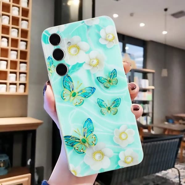 Deco Samsung Galaxy S24 Plus kotelot - Perhonen Ja Kukka Green