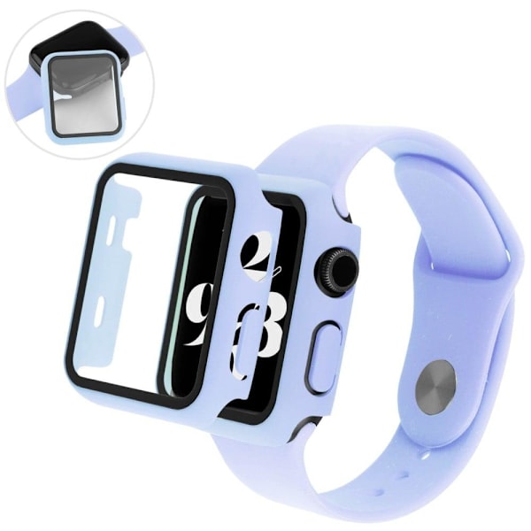 Apple Watch SE 2022 (44mm) suojakuori karkaistulla lasisuojalla - Violetti Purple