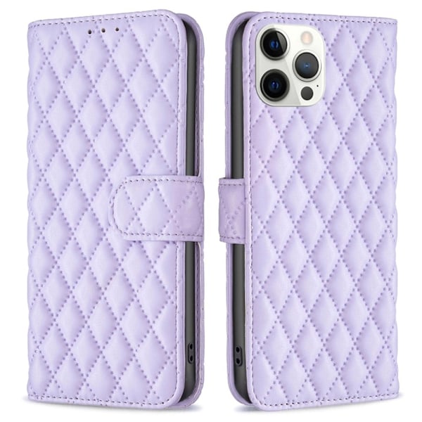 Rombemønster, matt flip-deksel for iPhone 12 Pro Max - Lilla Purple