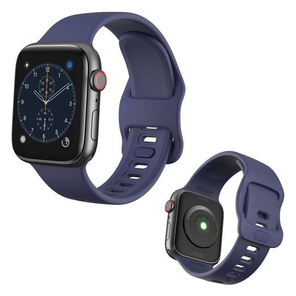 Apple Watch Series 5 44mm simpel silikone Urrem - Mørkeblå Blue