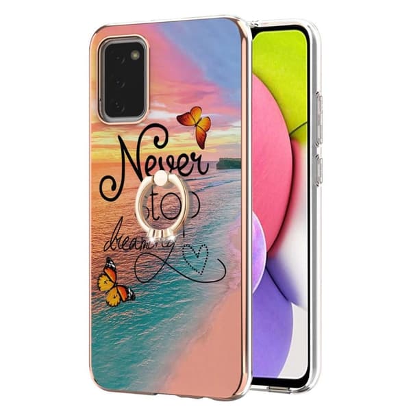 Marble Patterned Suojakuori With Ring Holder For Samsung Galaxy A03s - Never Stop Dreaming Multicolor