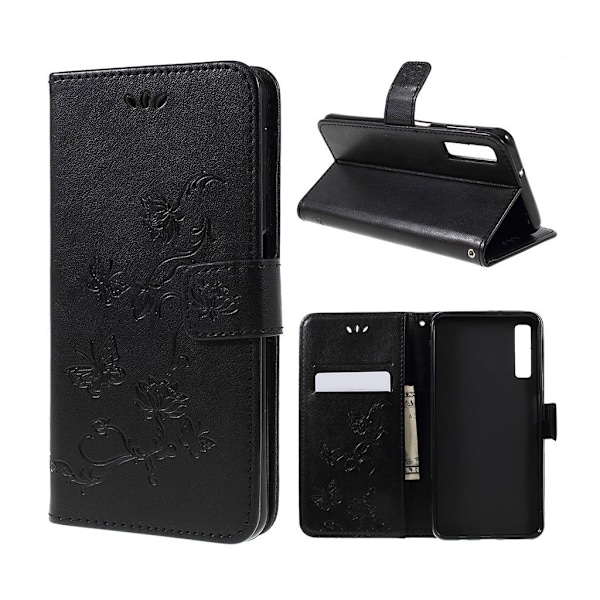 Butterfly läder Samsung Galaxy A7 (2018) fodral - Svart Svart