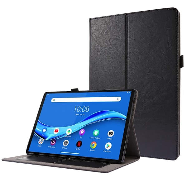 Foldbart etui med Lichi-tekstur til Lenovo Tab M10 - Sort Black