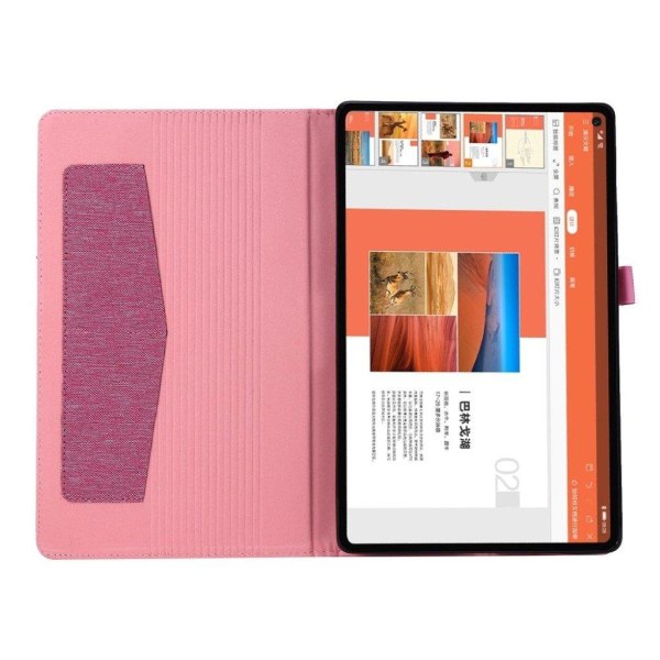 Lenovo Tab M10 FHD Plus Klæde Theme Læder Etui - Lyserød Pink