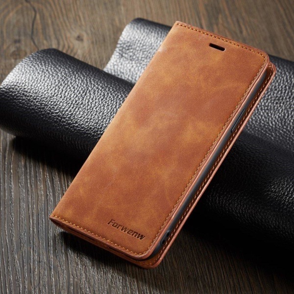 iPhone XS FORWENW plånboks mobilfodral av syntetläder - Brun Brun