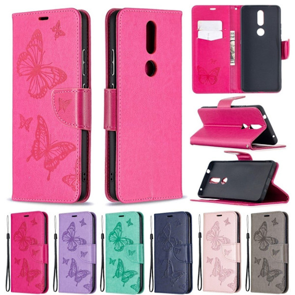 sommerfugl Nokia 2.4 flip etui - Rose Pink