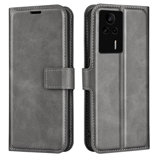 Lompakko Nahkakotelo For Xiaomi Redmi K60E - Harmaa Silver grey