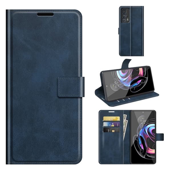 Lompakko Nahkakotelo For Motorola Edge 20 Pro - Sininen Blue