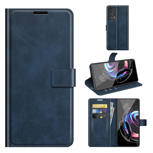 Wallet-style Læder Etui til Motorola Edge 20 Pro - Blå Blue