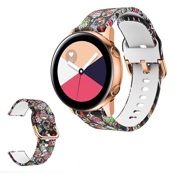 Silikoneurrem med malerisk mønster til Amazfit- og Samsung-ure - Farvet Kranium Multicolor