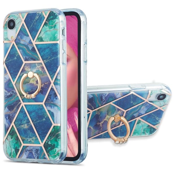 Marmormotiv iPhone Xr skal - Blå/Grön Blå