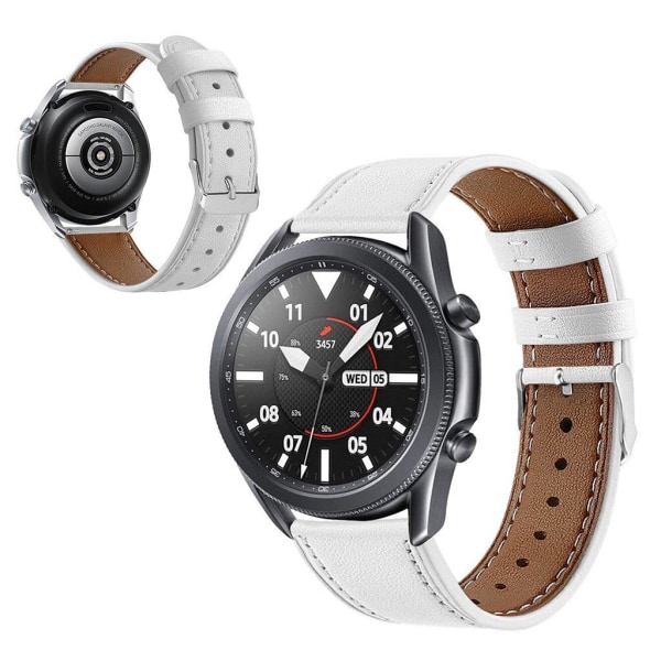 äkta läder klockarmband för Samsung Galaxy Watch 3 (41mm) - vit Vit