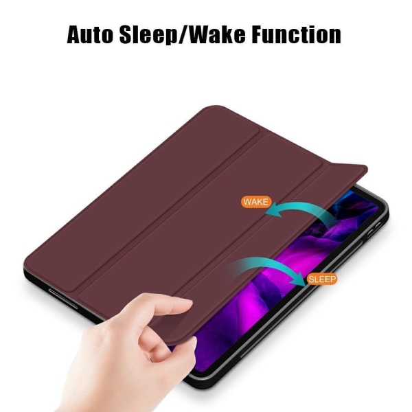 Auto Sleep / Wake Tri-fold Stand Vegansk Læder Tablet Case med Pen Slot iPad Pro 12.9 (2021) / (2022) / (2020) - Rødvin Red