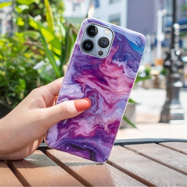 Marble iPhone 14 Pro Suojakotelo - Punainen Multicolor