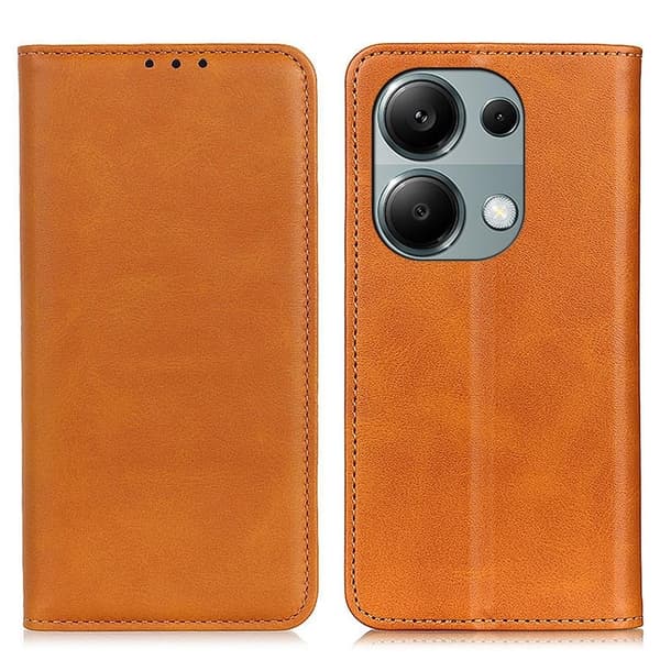 Hållbart konstläder Xiaomi Redmi Note 13 4G fodral med plånbok - Brun Brun