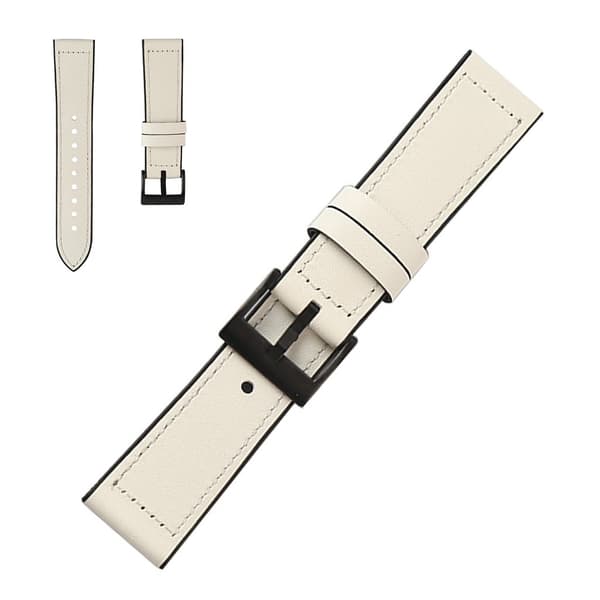 22mm stitching décor läder klockarmband - vit Vit