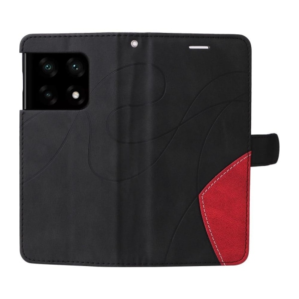 Textured Nahkakotelo With Strap For OnePlus 10 Pro - Musta Black