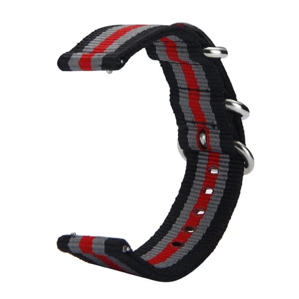 Nylon watch band for TicWatch C2 watch - Black / Grey / Red / Black / Grey multifärg