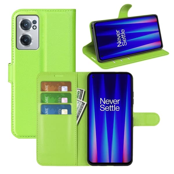Klassisk OnePlus Nord CE 2 5G flip etui - Grøn Green