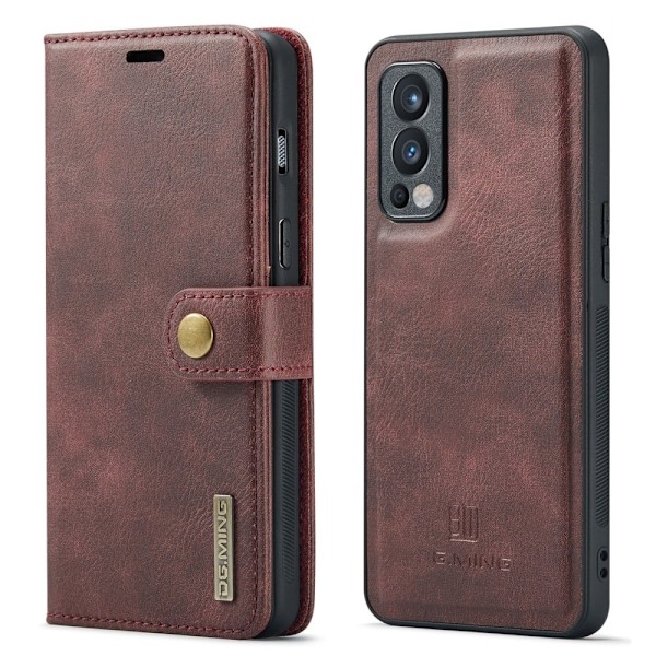 DG.MING OnePlus Nord 2 5G 2-in-1 lompakkokotelo - Kahvi Brown