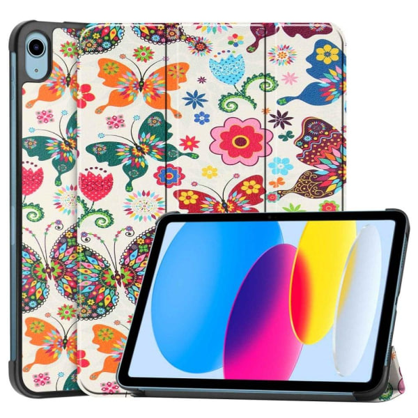 iPad 10.9 (2022) kolmiosainen nahkakotelo - Perhonen Multicolor