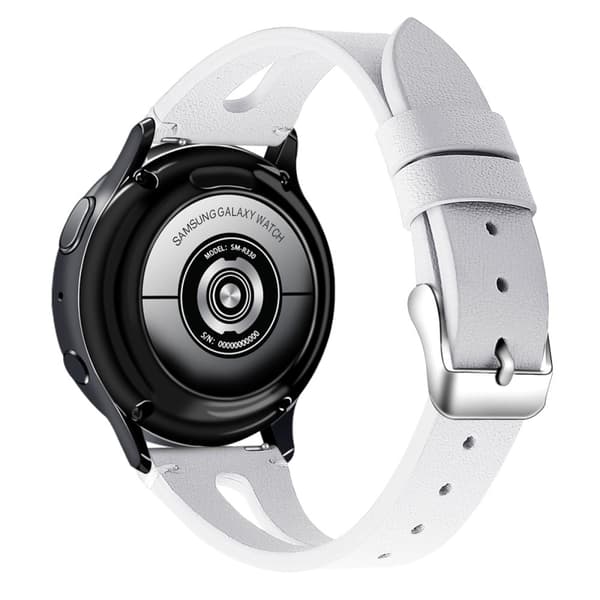 20 mm universal urrem i ægte læder med udskæringer - Hvid White