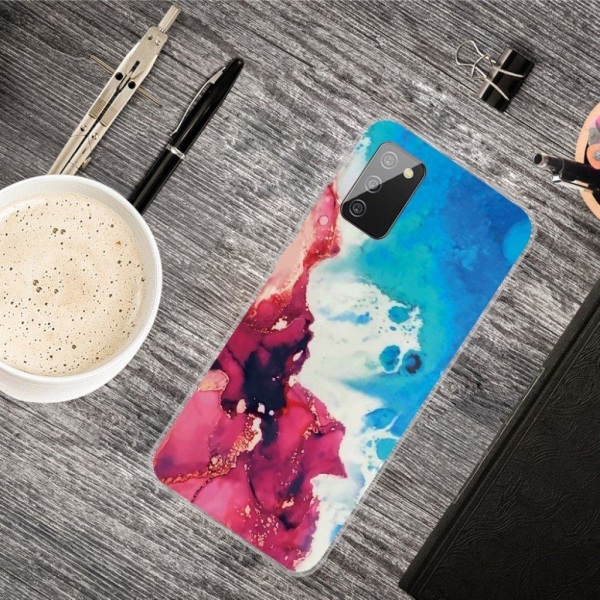 Marble design Samsung Galaxy A03s cover - Stænk Af Rødt Og Blåt Multicolor