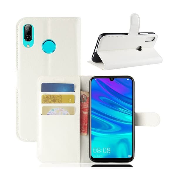 Huawei P30 Lite litchi skin plånboksfodral i läder - vit Vit