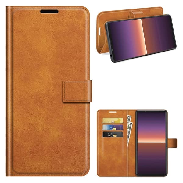 Wallet-style Læder Etui til Sony Xperia 1 Iii - Orange Orange
