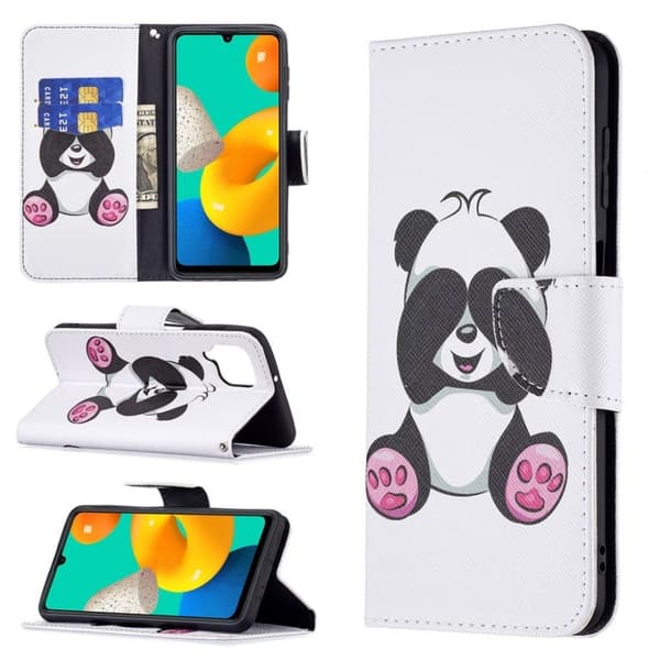 Wonderland Samsung Galaxy M32 Läppäkotelo - Panda Multicolor